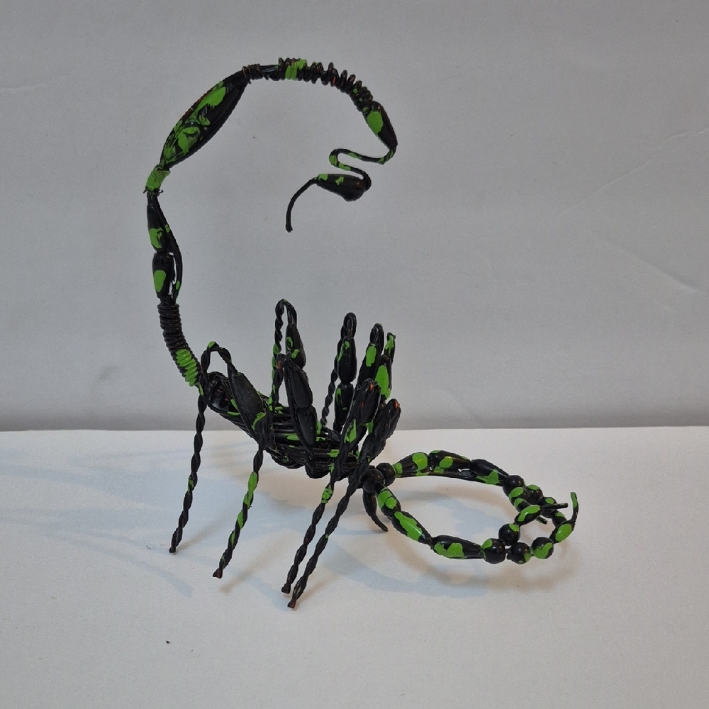 Handmade Black and Green Wire Scorpion Art Sculpture OOAK
